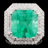 18K Gold 9.68ct Emerald & 3.78ctw Diamond Ring