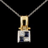 18K TT Gold 0.35ct Sapphire & 0.26ct Diamond Penda