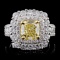 18K White Gold 3.92ctw Fancy Color Diamond Ring