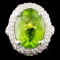 14K Gold 9.28ct Peridot & 2.40ctw Diamond Ring