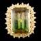 14K Gold 23.74ct Tourmaline & 0.55ctw Diamond Ring