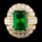 18K Gold 3.58ct Emerald & 2.23ctw Diamond Ring