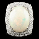 14K Gold 8.45ct Opal & 1.37ctw Diamond Ring