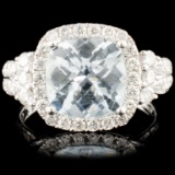 14K Gold 2.77ct Aquamarine & 0.77ctw Diamond Ring