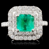 18K White Gold 1.63ct Emerald & 0.98ct Diamond Rin