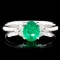 18K Gold 0.67ct Emerald & 0.15ctw Diamond Ring