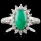 18K White Gold 1.84ct Emerald & 0.62ct Diamond Rin