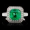 18K White Gold 1.99ct Emerald & 0.75ct Diamond Rin