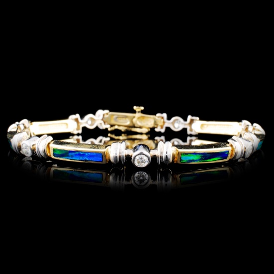 14K Gold Enamel & 0.56ctw Diamond Bracelet