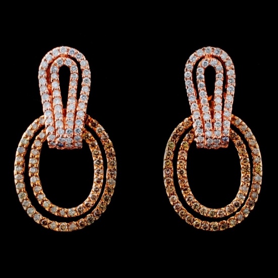 14K Rose Gold 1.25ctw Fancy Color Diamond Earrings