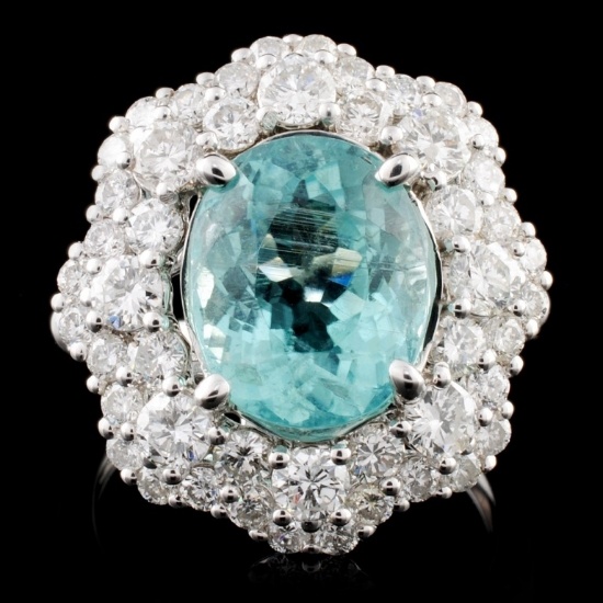 18K Gold 4.30ct Paraiba & 2.05ctw Diamond Ring