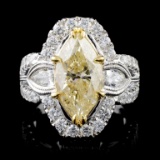 18K White Gold 4.52ctw Fancy Color Diamond Ring