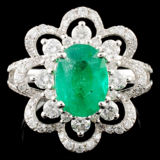 18K Gold 1.71ct Emerald & 0.98ctw Diamond Ring