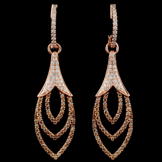 14K Gold 1.37ctw Fancy Diamond Earrings