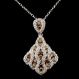 14K White Gold 1.07ctw Fancy Color Diamond Pendant