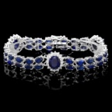 14k Gold 20.00ct Sapphire & 1.70ct Diamond Bracel