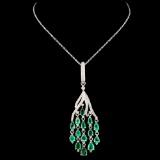 14K Gold 2.67ct Emerald & 0.75ctw Diamond Pendant