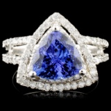 14K Gold 2.98ct Tanzanite & 0.90ctw Diamond Ring