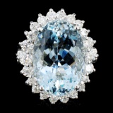 14K Gold 10.00ct Aquamarine & 1.25ctw Diamond Ring