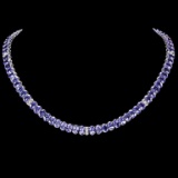 14k Gold 55.00ct Tanzanite & 1.35ct Diamond Neckl