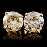 14K Yellow Gold 3.36ct Fancy Color Diamond Earring