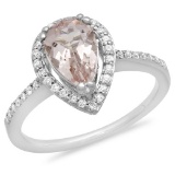 14K Gold 1.50ct Morganite & 0.25ct Diamond Ring