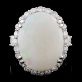 14K White Gold 4.89ct Opal & 1.05ctw Diamond Ring