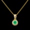 14K Gold 0.26ct Emerald & 0.09ctw Diamond Pendant