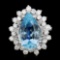 14K Gold 7.00ct Aquamarine & 1.20ctw Diamond Ring