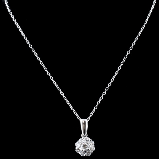 18K White Gold 0.54ctw Diamond Pendant