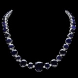 14k Gold 170.00ct Sapphire & 2.00ct Diamond Neckl