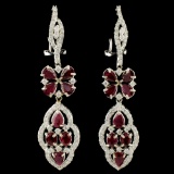 18K Gold 4.15ct Ruby & 1.27ctw Diamond Earrings