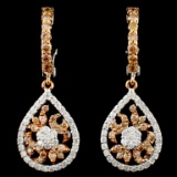 14K Gold 1.07ctw Fancy Color Diamond Earrings