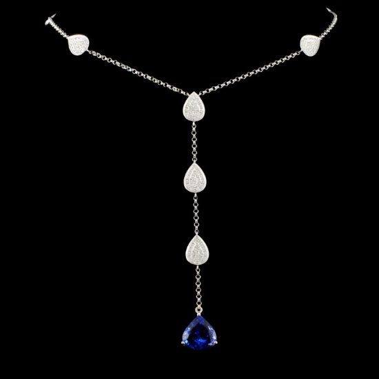 18K Gold 4.25ct Tanzanite & 1.00ctw Diamond Neckla