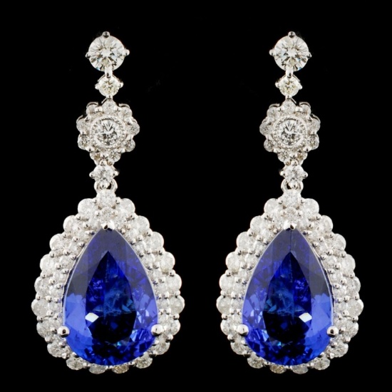 18K Gold 7.97ctw Tanzanite & 2.27ctw Diamond Earri