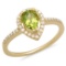 14K Gold 1.00ct Peridot & 0.25ct Diamond Ring