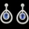 18K Gold 4.21ct Sapphire & 1.53ct Diamond Earrings