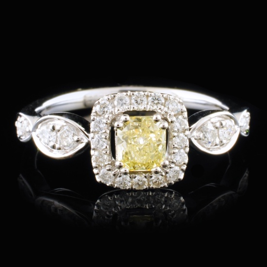 18K White Gold 0.64ctw Fancy Yellow Diamond Ring