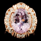 14K Gold 4.92ct Kunzite & 0.43ctw Diamond Ring