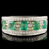 18K Gold 1.05ct Emerald & 0.75ctw Diamond Ring