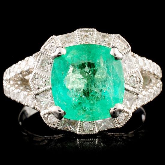 18K Gold 2.26ct Emerald & 1.07ctw Diamond Ring