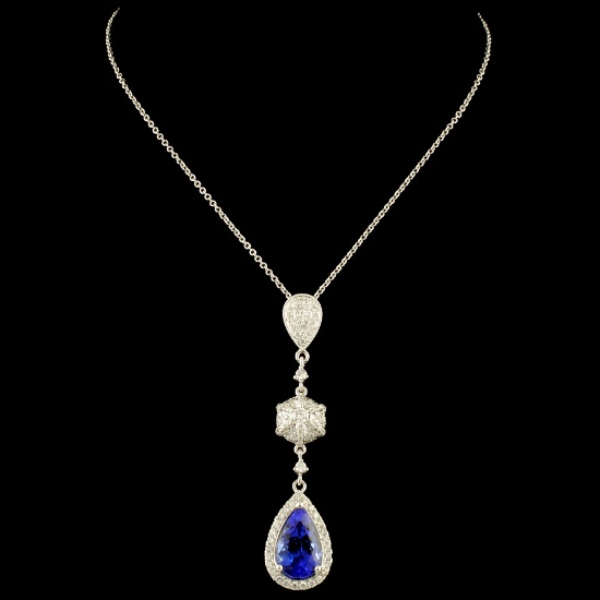 18K Gold 2.96ct Tanzanite & 0.59ctw Diamond Pendan