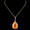 14K Gold 7.55ct Opal & 0.59ctw Diamond Pendant