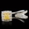 18k White Gold 1.25ctw Fancy Yellow Diamond Ring