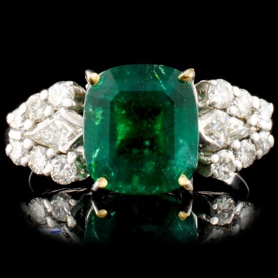 2.68ct Emerald & 1.00ctw Diamond Platinum Ring