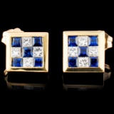 18K Gold 0.63ctw Sapphire & 0.40ctw Diamond Earrin