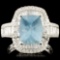 14K Gold 2.61ct Aquamarine & 1.30ctw Diamond Ring