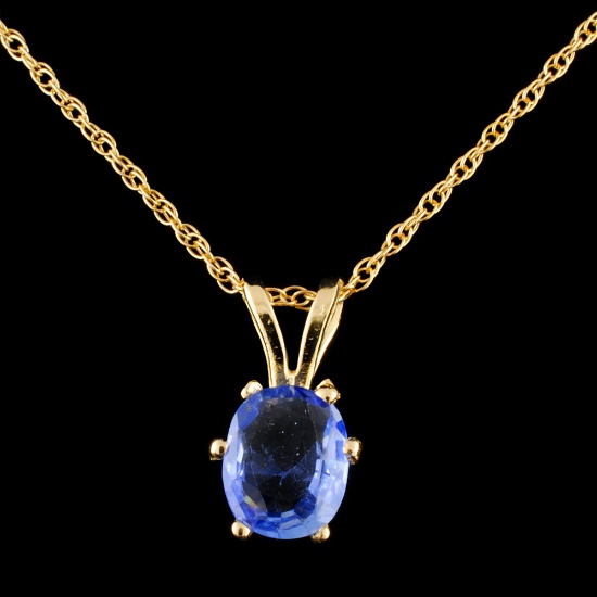 14K Gold 1.13ctw Sapphire Pendant