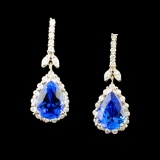 14k Gold 8.26ct Tanzanite & 1.34ctw Diamond Earrin