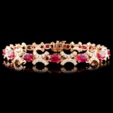 14K Gold 8.50ctw Ruby & 1.85ctw Diamond Bracelet